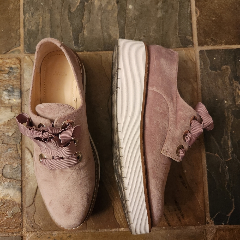 Zara Suede Oxfords | Blush Lavender | Lace-Up | Size 9